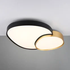 Plafondlamp Rise, zwart-goud, 77 x 63 cm, CCT, dimbaar