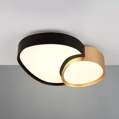 Plafondlamp Rise, zwart-goud, 43 x 36 cm, CCT, dimbaar