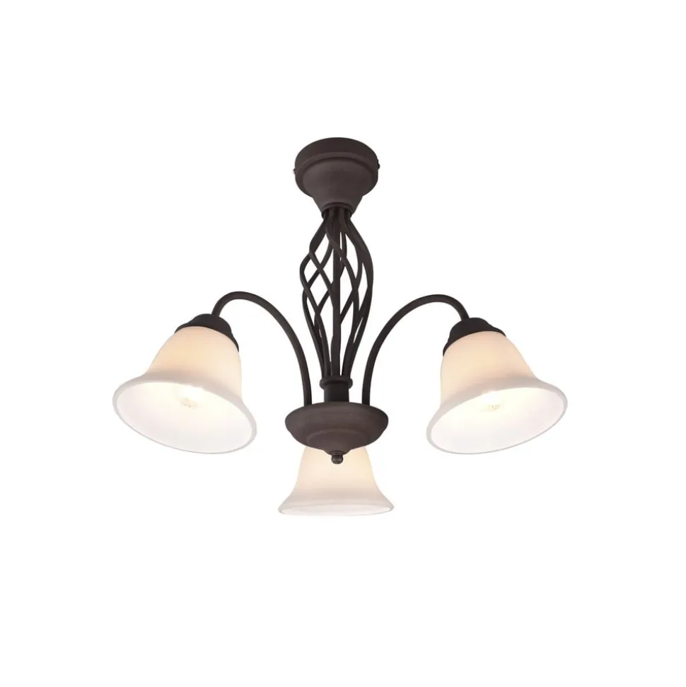 Plafondlamp Rustica, roestkleuren, 3-lamps
