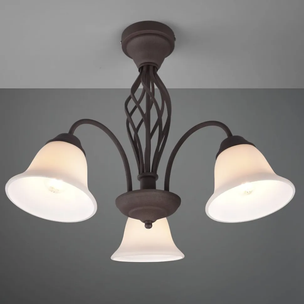 Plafondlamp Rustica, roestkleuren, 3-lamps