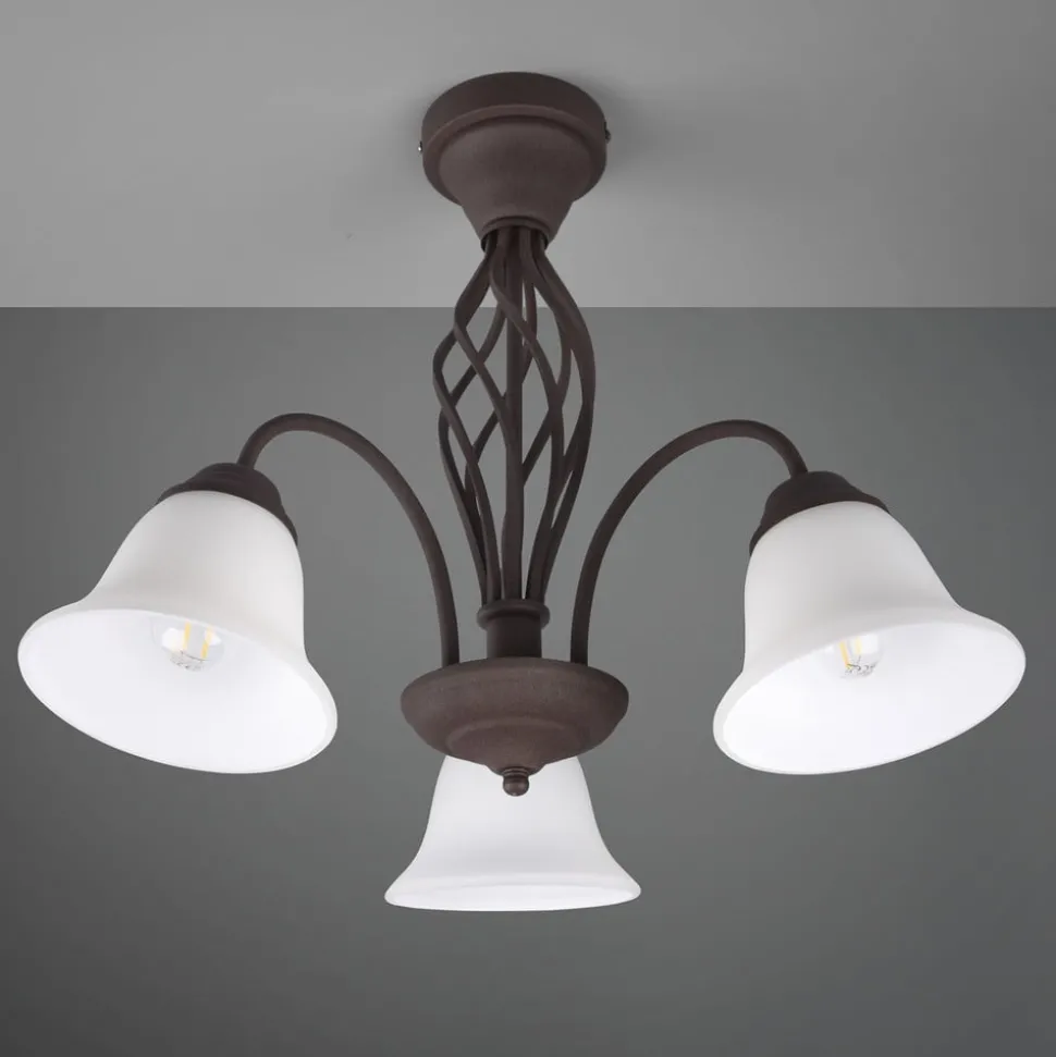 Plafondlamp Rustica, roestkleuren, 3-lamps