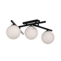 Plafondlamp Smart, zwart/opaal, 3-lamps