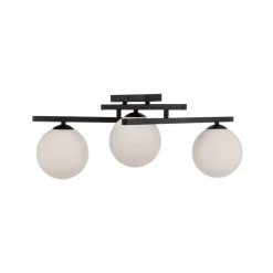 Plafondlamp Smart, zwart/opaal, 3-lamps