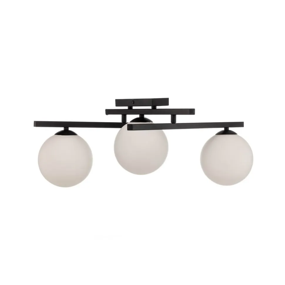 Plafondlamp Smart, zwart/opaal, 3-lamps