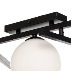 Plafondlamp Smart, zwart/opaal, 3-lamps