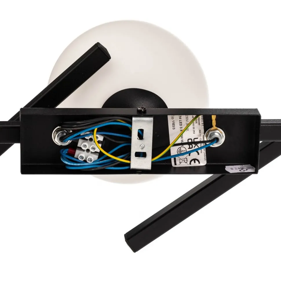 Plafondlamp Smart, zwart/opaal, 3-lamps