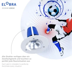 Plafondlamp Soccer, 3-lamps, blauw-wit