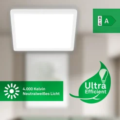 Plafondlamp Tava A, 29x29 cm, kunststof, wit