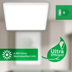 Plafondlamp Tava A, 42x42 cm, kunststof, wit