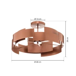 Plafondlamp Tori, koper