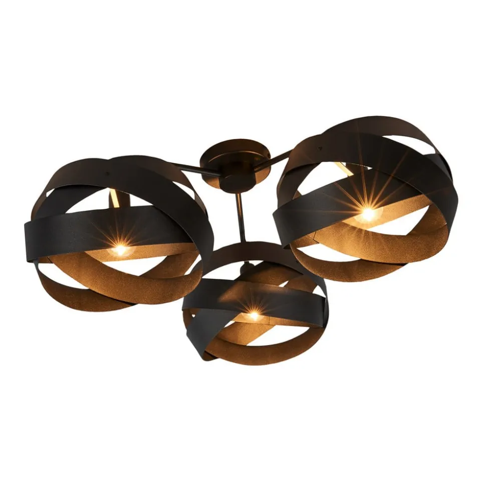 Plafondlamp Tornado zwart 3-lamps