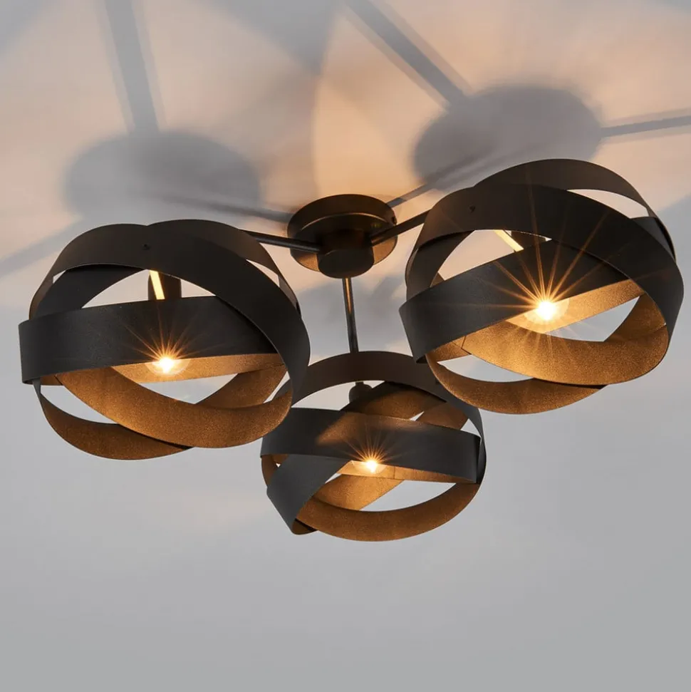 Plafondlamp Tornado zwart 3-lamps