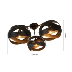 Plafondlamp Tornado zwart 3-lamps