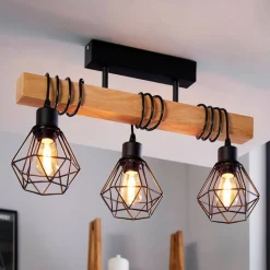 Plafondlamp Townshend 5 met 3 kooikappen