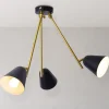 Plafondlamp Triton, zwart en goud, 3-lamps
