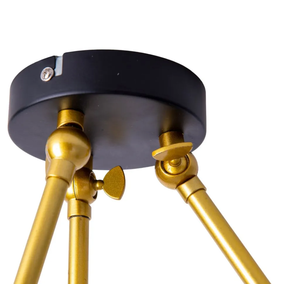 Plafondlamp Triton, zwart en goud, 3-lamps