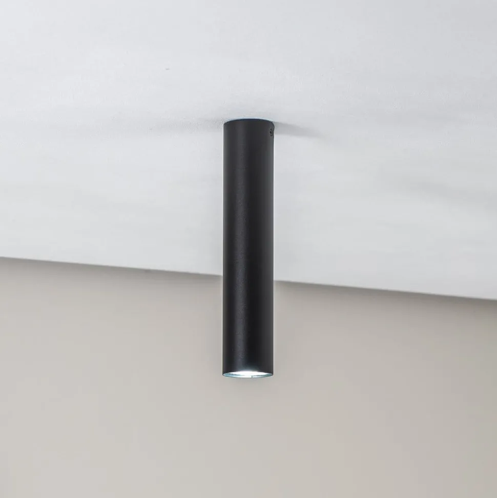 Plafondlamp Tube in cilindervorm, zwart