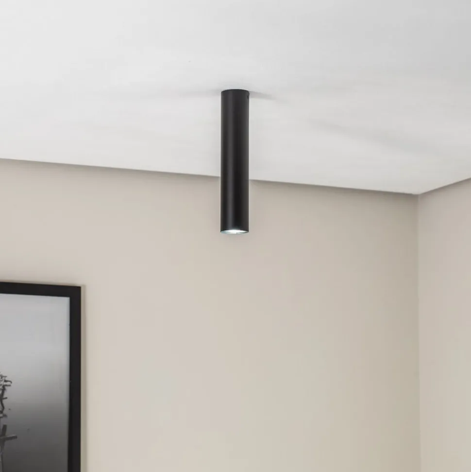 Plafondlamp Tube in cilindervorm, zwart