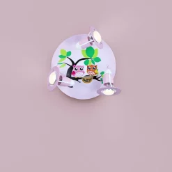 Plafondlamp Uil voor de kinderkamer, roze