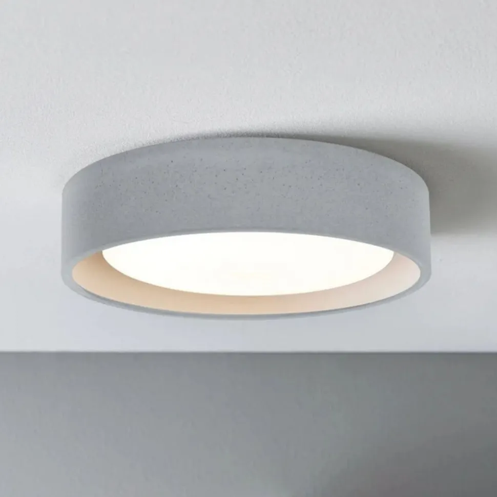 Plafondlamp Uno, grijs, beton, Ø 27 cm, GX53