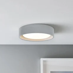 Plafondlamp Uno, grijs, beton, Ø 27 cm, GX53