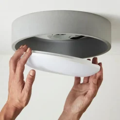 Plafondlamp Uno, grijs, beton, Ø 27 cm, GX53