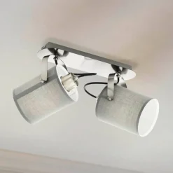 Plafondlamp Villabate met 2 grijze textielkappen
