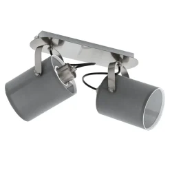 Plafondlamp Villabate met 2 grijze textielkappen