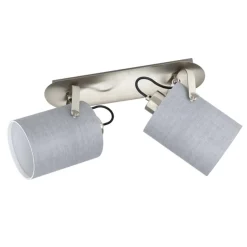 Plafondlamp Villabate met 2 grijze textielkappen
