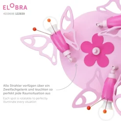 Plafondlamp Vlinder voor kinderkamer, 3-lamps