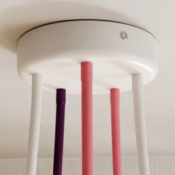 Plafondlamp Wire Kids 5-lamps, wit/roze/paars