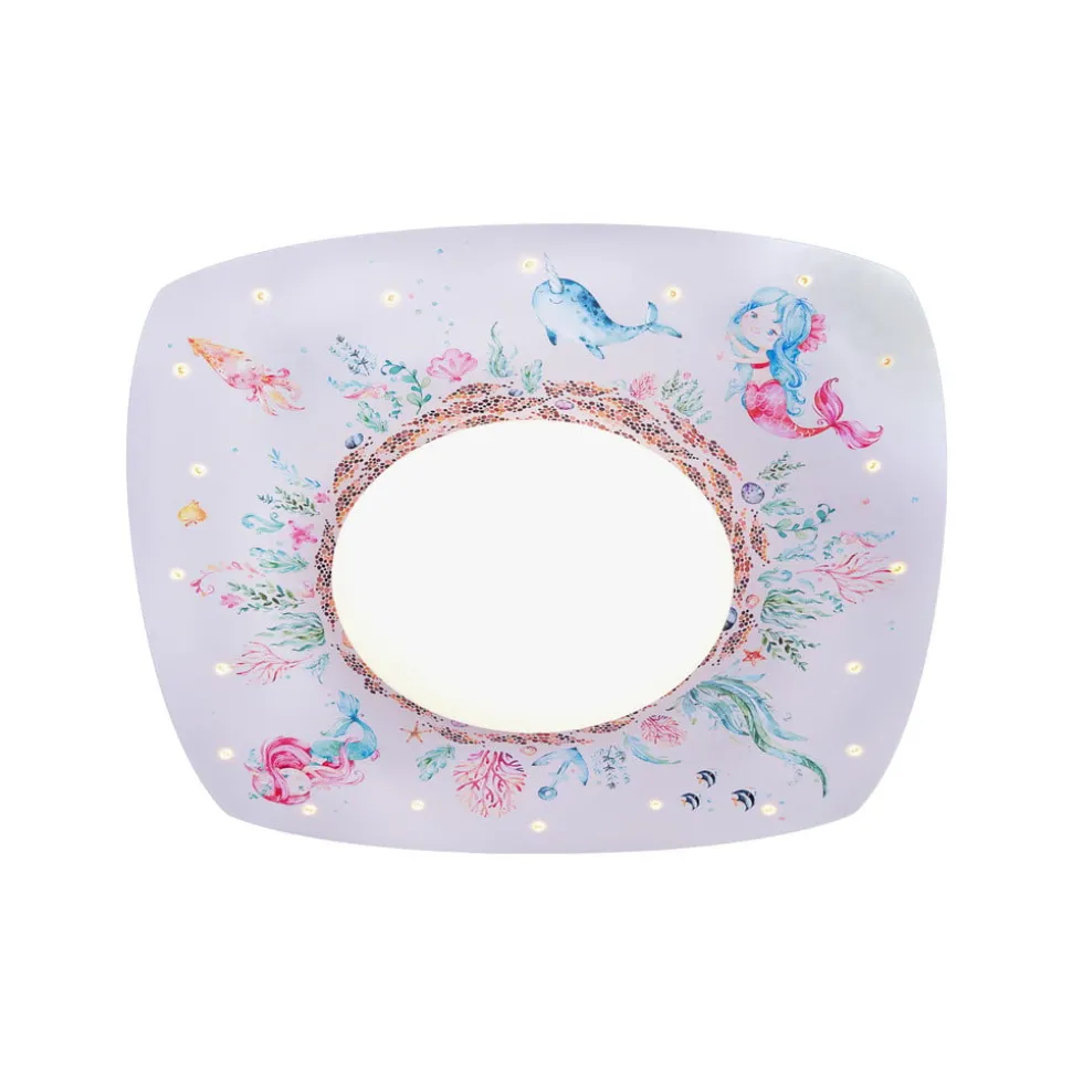 Plafondlamp zeemeerminnen, 58 cm, kleurrijk, MDF hout