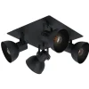 Plafondspot Barnstaple, zwart, 4-lamps