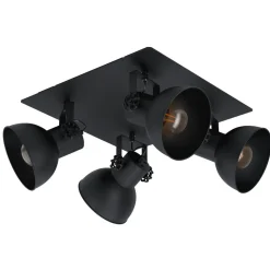 Plafondspot Barnstaple, zwart, 4-lamps
