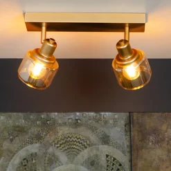 Plafondspot Bjorn, 2-lamps, goud/messing