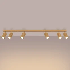 Plafondspot carbon, goudkleurig, lengte 117 cm, aluminium, 6-lamps.