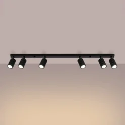 Plafondspot carbon, zwart, lengte 117 cm, aluminium, 6-lamps.