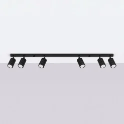 Plafondspot carbon, zwart, lengte 117 cm, aluminium, 6-lamps.