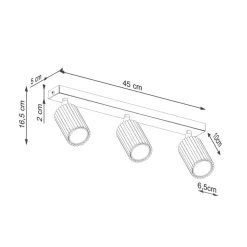 Plafondspot carbon, zwart, lengte 45 cm, aluminium, 3-lamps.