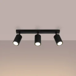 Plafondspot carbon, zwart, lengte 45 cm, aluminium, 3-lamps.