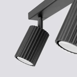 Plafondspot carbon, zwart, lengte 45 cm, aluminium, 3-lamps.