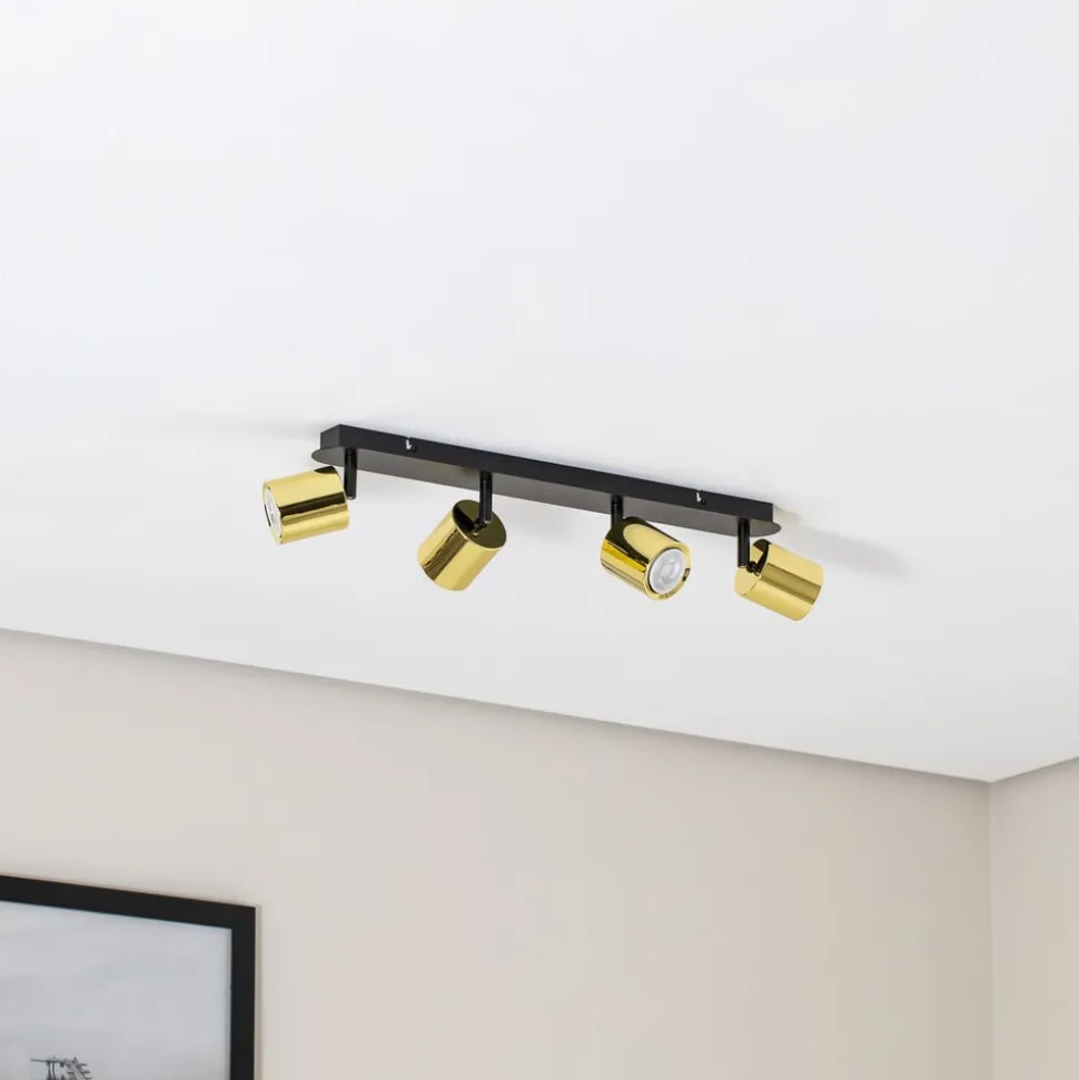 Plafondspot Demia, zwart/messingkleurig, 66 cm, GU10