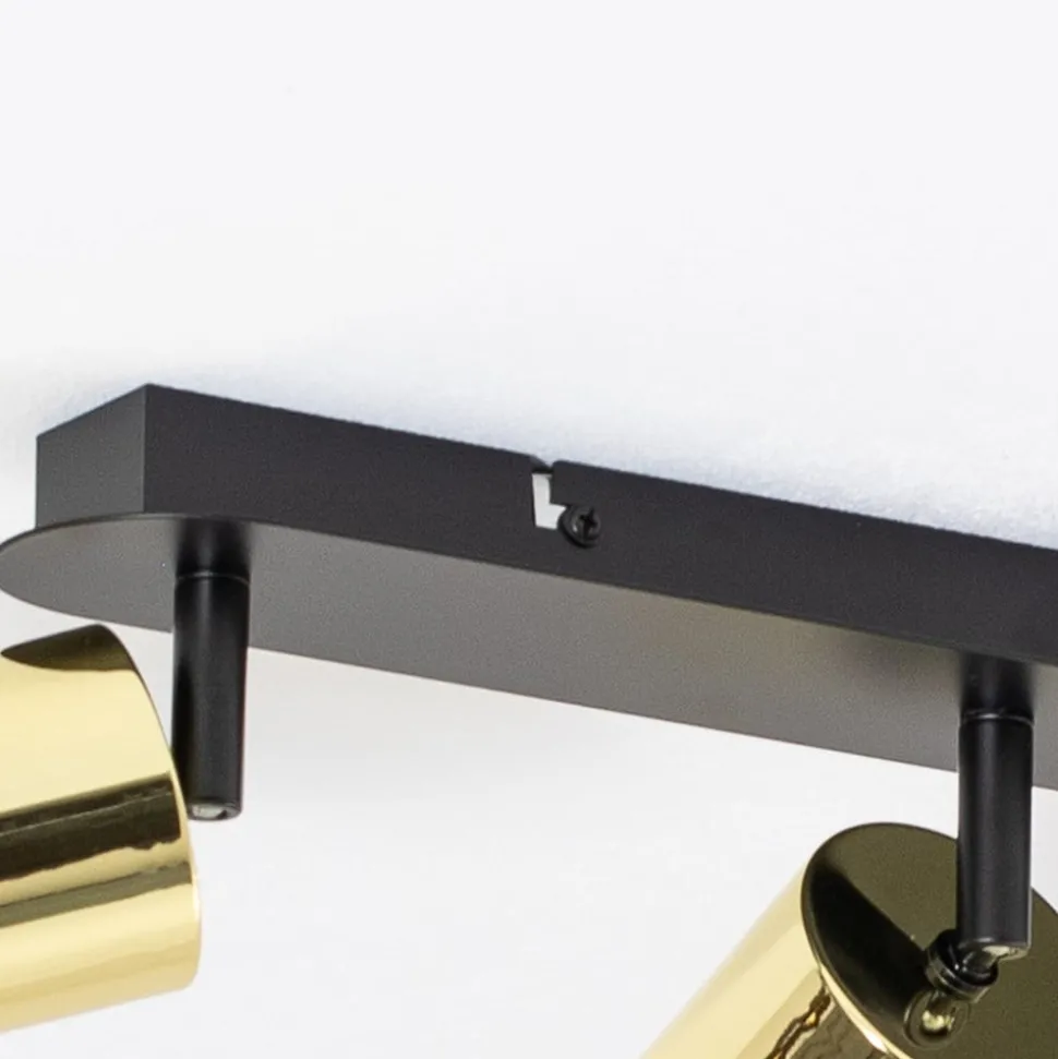 Plafondspot Demia, zwart/messingkleurig, 66 cm, GU10