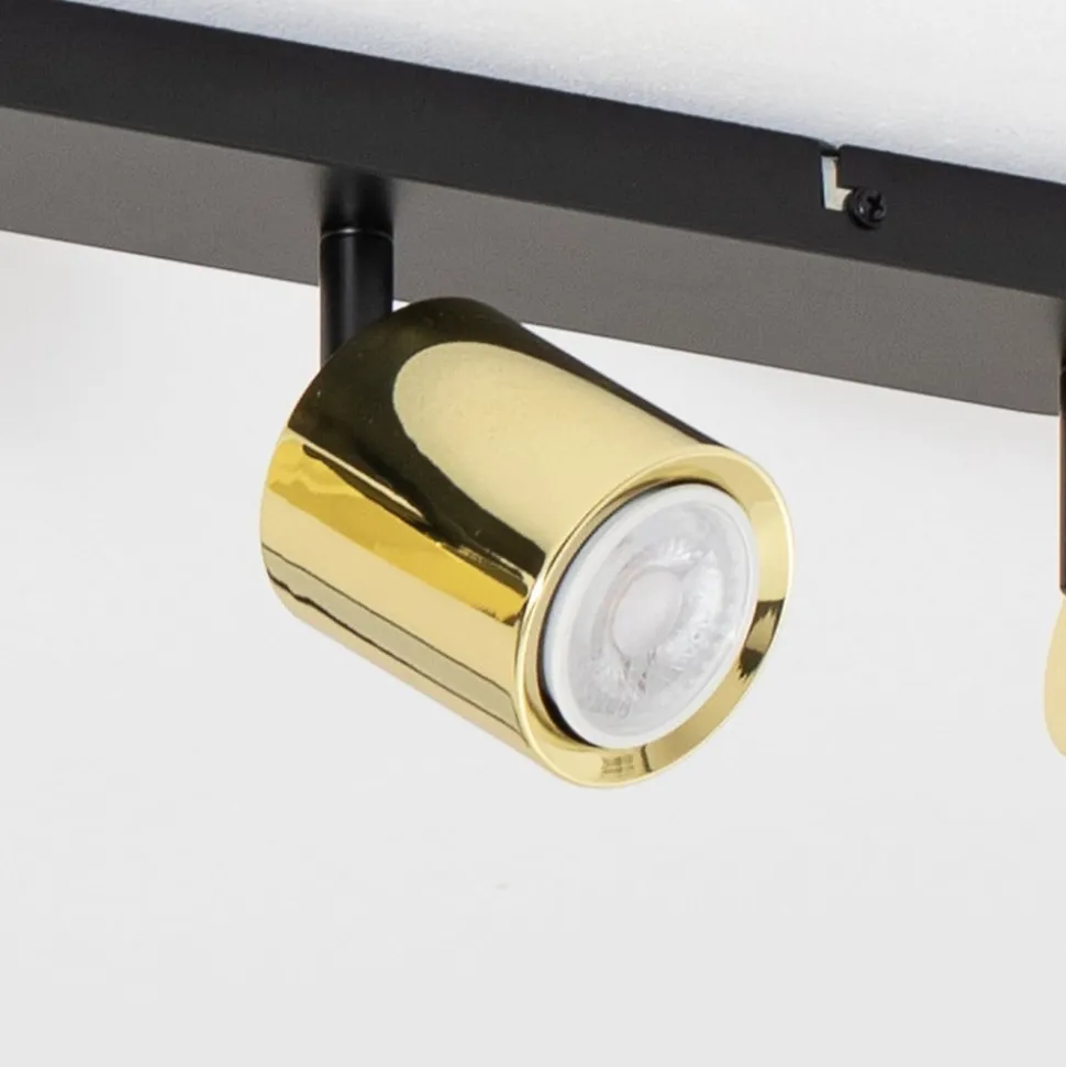 Plafondspot Demia, zwart/messingkleurig, 66 cm, GU10