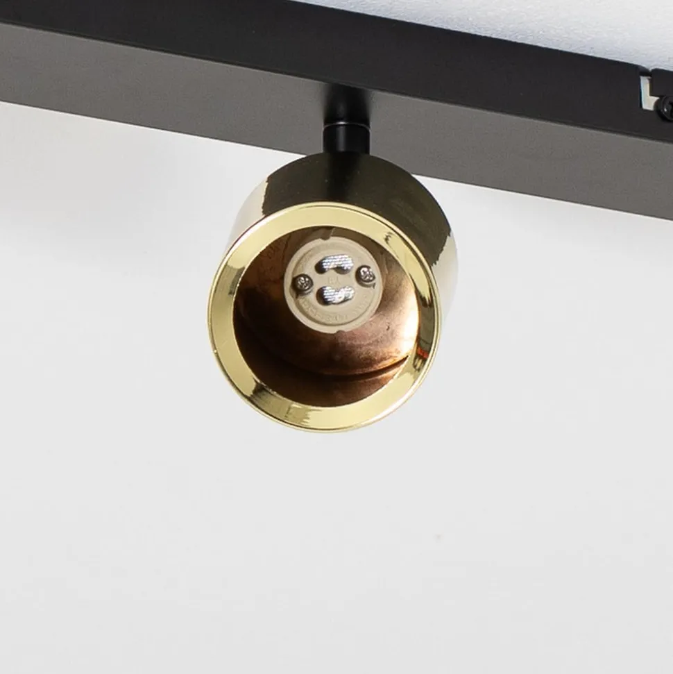 Plafondspot Demia, zwart/messingkleurig, 66 cm, GU10