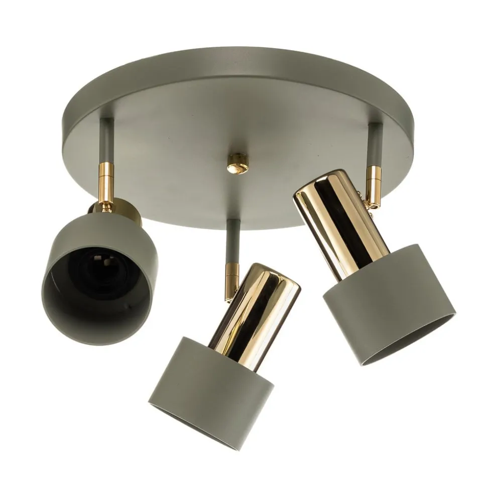 Plafondspot Destin, 3-lamps groen/messing