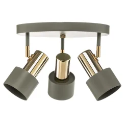 Plafondspot Destin, 3-lamps groen/messing