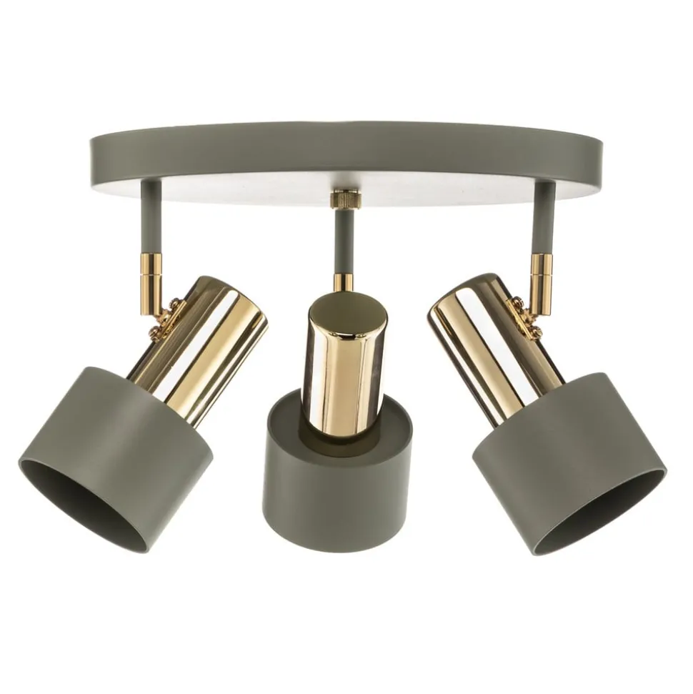 Plafondspot Destin, 3-lamps groen/messing