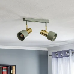 Plafondspot Destin, 2-lamps groen/messing