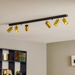 Plafondspot Eye Spot 6-lamps, zwart/messing